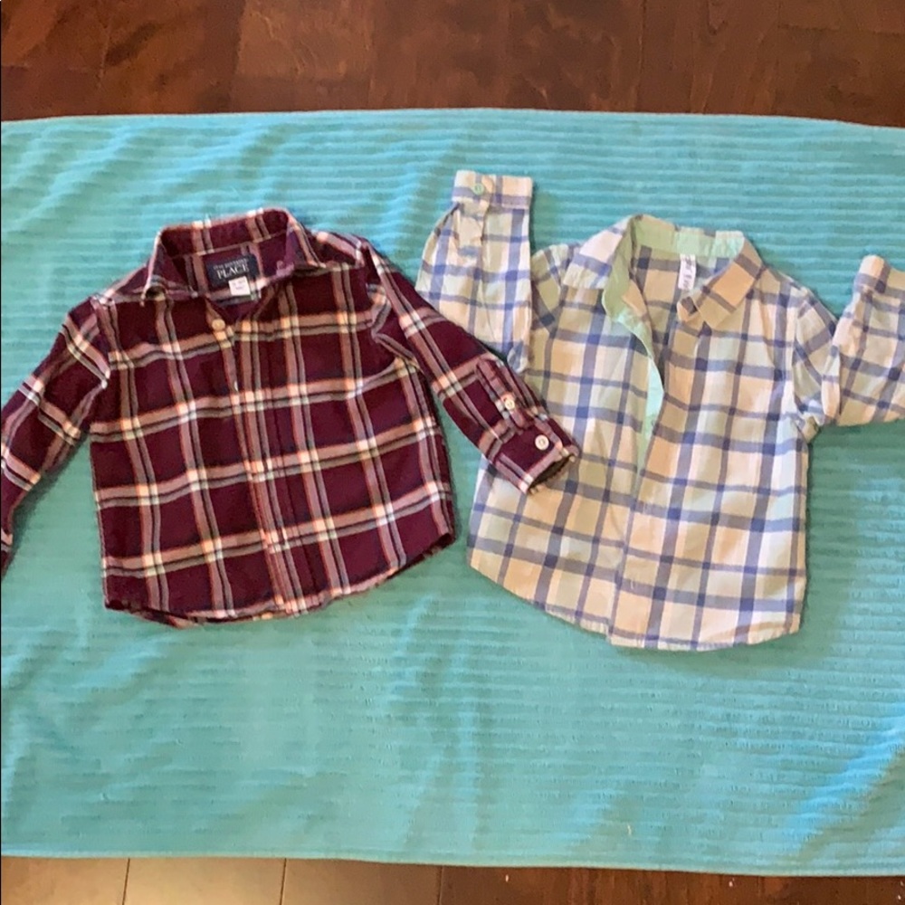 2 PCS long sleeves plaid baby boy shirt